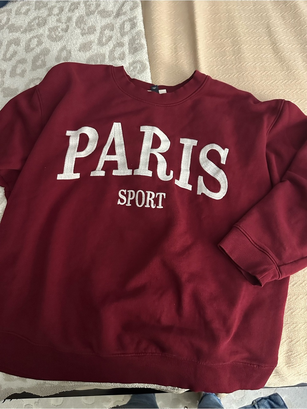 Universal Thread Burgundy 'PARIS SPORT' Crewneck Sweatshirt
